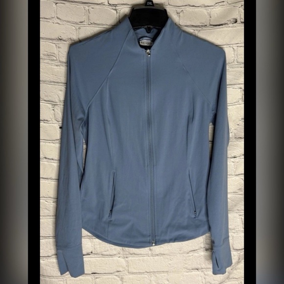 Athleta Salutation Ribbed Blue Jacket Women's $120 Size L - Picture 7 of 7